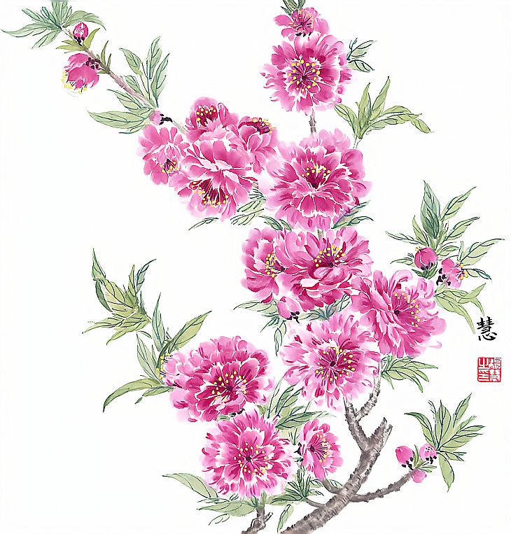 《碧桃春意一》