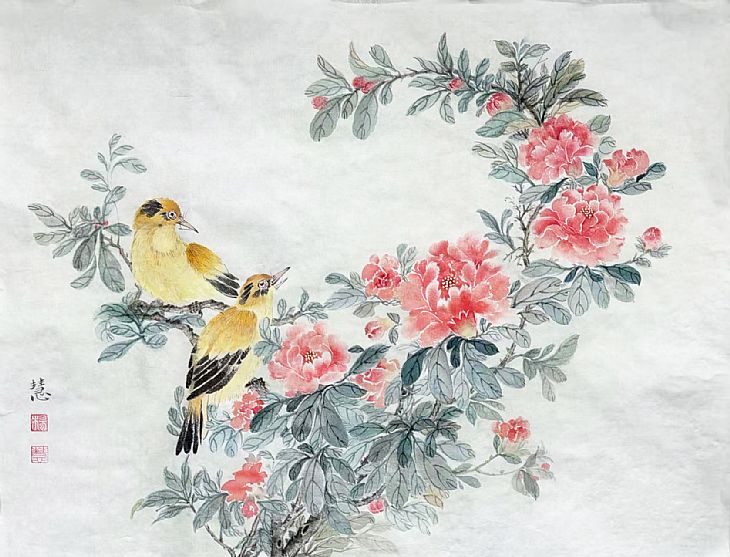 《榴红叶翠禽声喧》